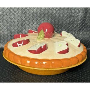 VTG Apple Pie Dish Keeper CKR Ceramic Dome Top Lid  11 Inch Grandmacore
